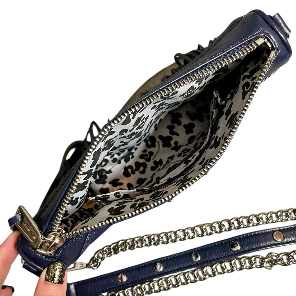 Rebecca Minkoff Deep Navy Convertible Fringe Crossbody Clutch Mini M.A.C. Bag - Picture 6 of 9